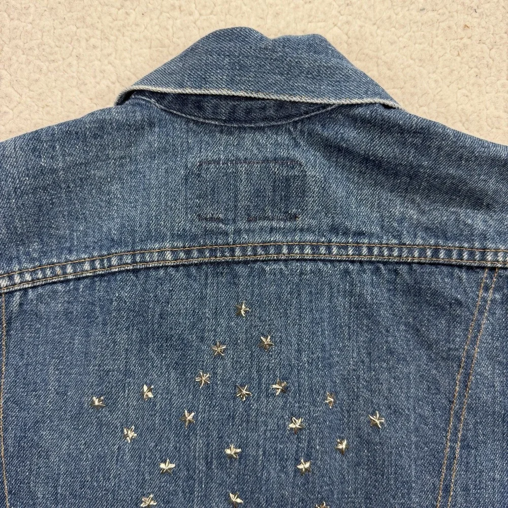 VTG 70s Levi's Kids Denim Trucker Jacket Size 12 USA Orange Tab Western Heritage